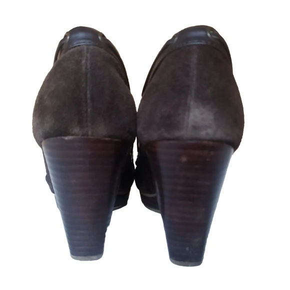 VTG 90s Y2K Tommy Hilfiger Brown Leather Chunky Heel Womens Platform Shoe Size 9 - Picture 8 of 12